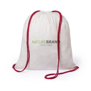 Drawstring Backpack In Nature Line Red