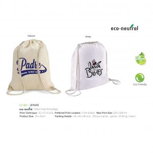 Eco Friendly Cotton Draw String Bags