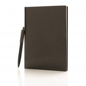 A5 Hard Cover Notebook With X3 Pen - Black