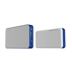 Boomsond 3W bluetooth speaker with 4400mah power bank and a phone stand Navy-white