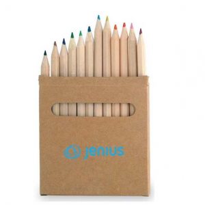 Set Of 12 Pencils In Natural Cardboard Box With Window