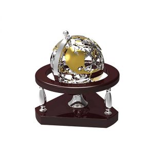 HIMALS Metal-Wooden Combination Desktop golden globe