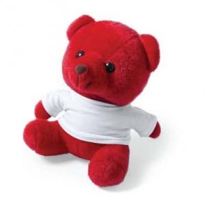 Teddy Bear In A Fun Range Of Bright Tones With White T-shirt - Red