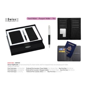 Swiss Highlander KRIPOT Travel Wallet + Passport Holder + Pen