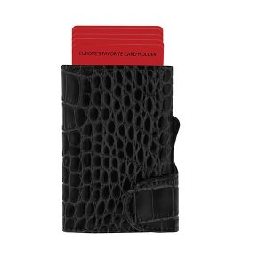 CIKAW Security for you crocodile leather Cardholder cum wallet with RFID protection Black